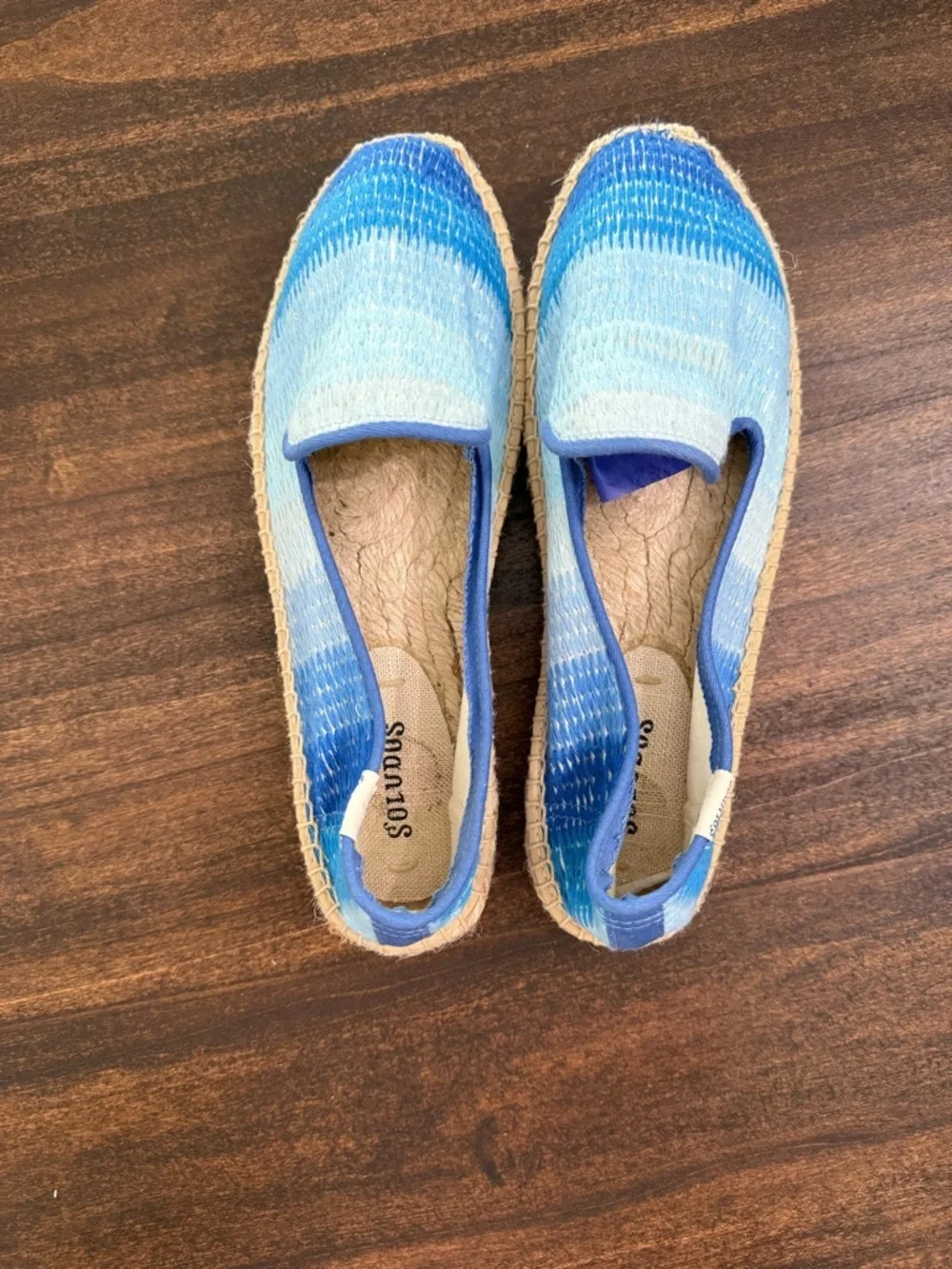 Soludos Women's Espadrille Ombre Stripe Smoking Slippers in blue